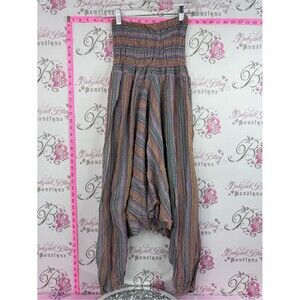 Harem pants boho Striped Smocked Waist Harem Pants - Multicolor